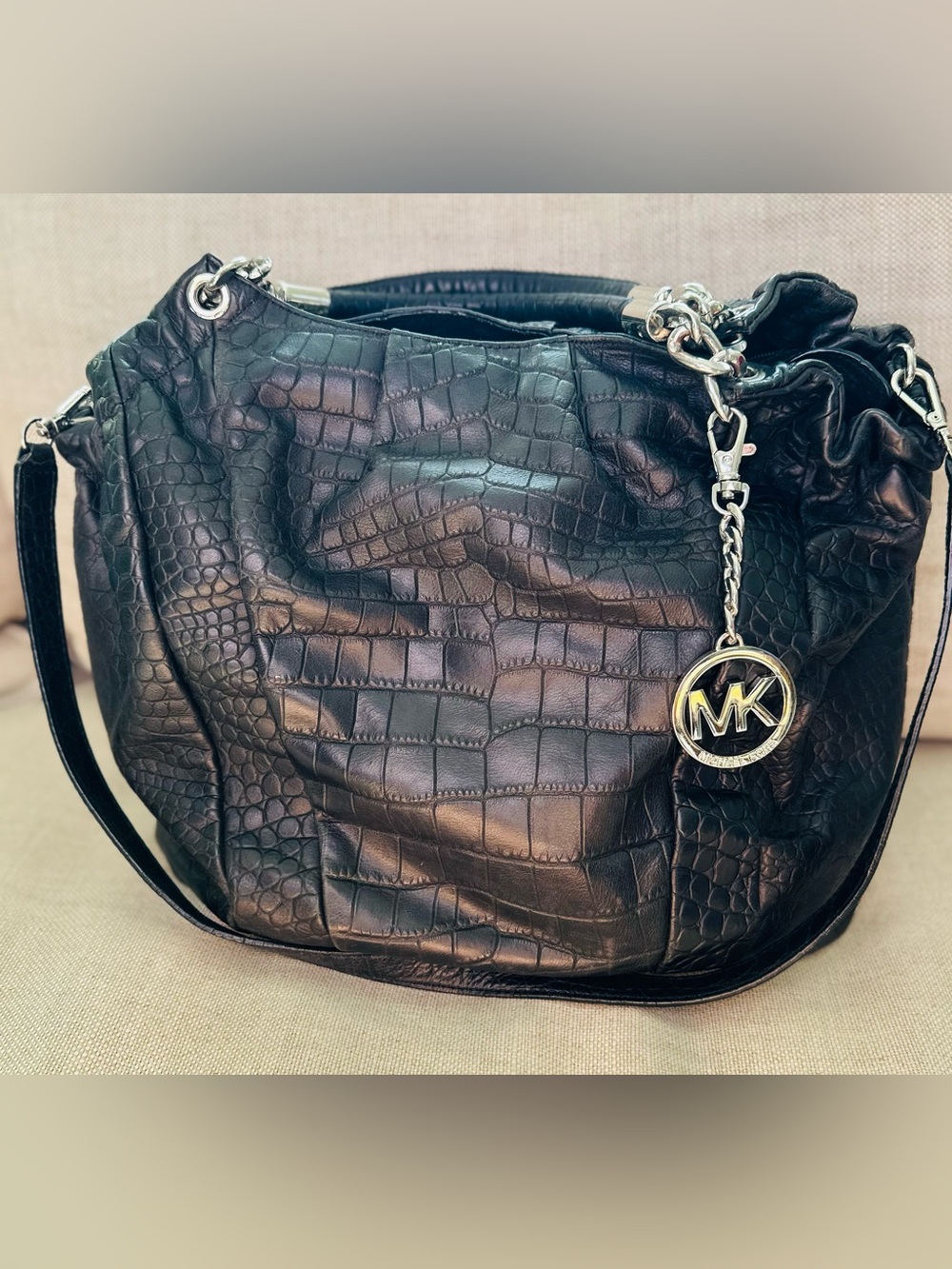 Large version of the vintage MICHAEL Michael Kors Erin Crocodile-Embossed Tote